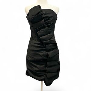Love Tease Size 9 Black Strapless Couture Dress – Pleated Mini Party Style